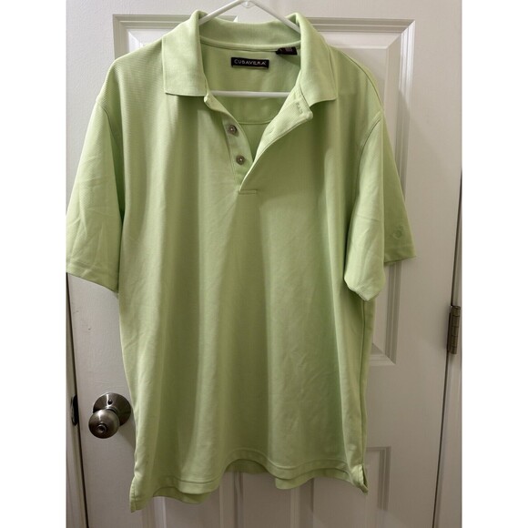 Cubavera Polo Shirt Men XL Pale Green Solid Textured Short Sleeve - Picture 1 of 11